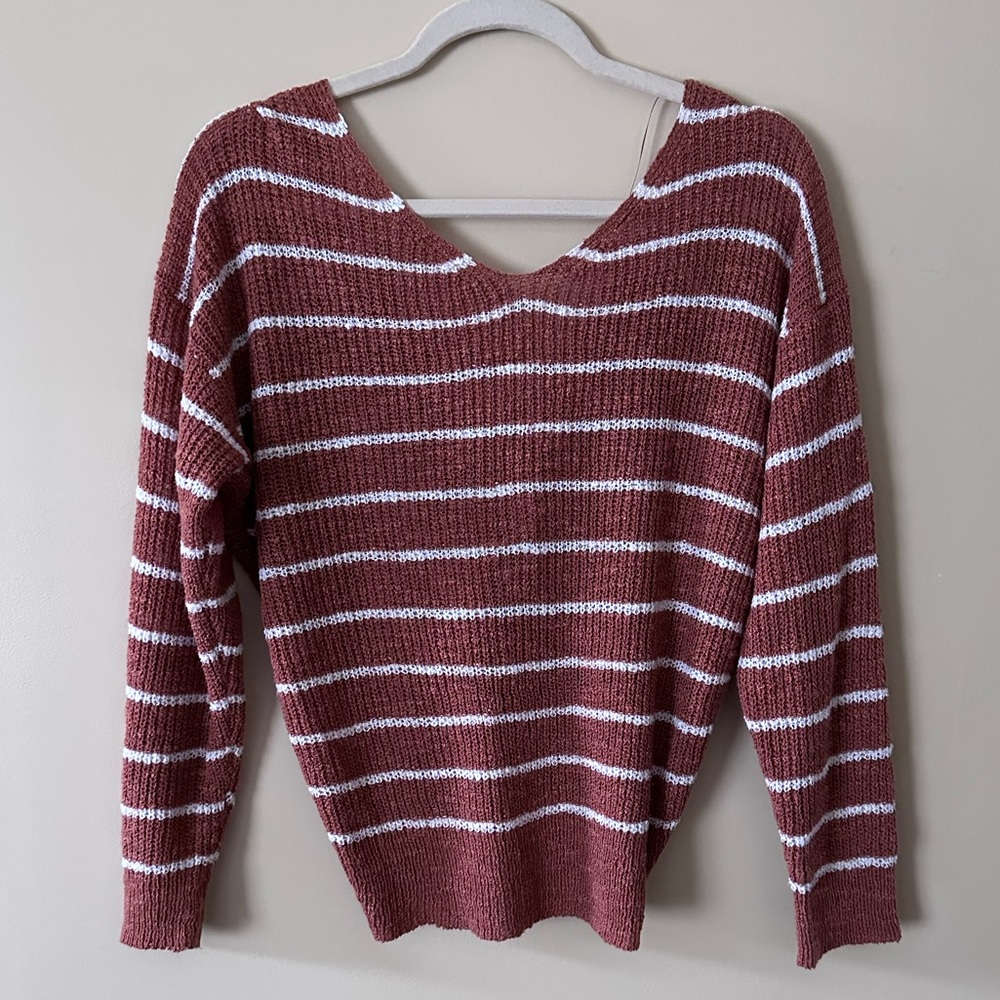 NWOT Cropped Striped Sweater - Brown